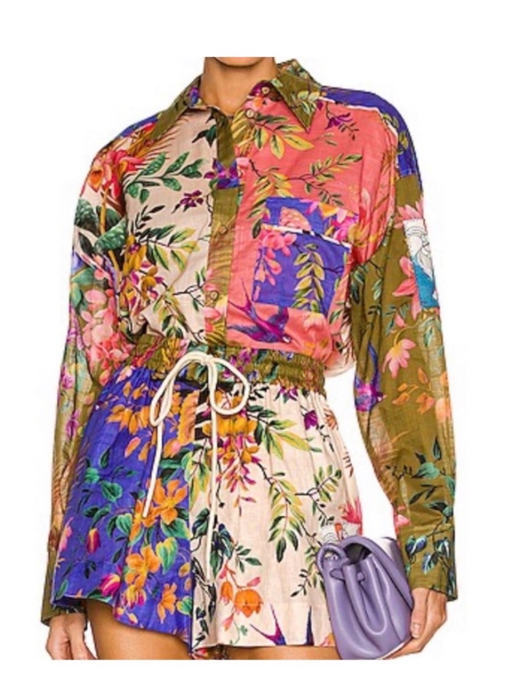 Zimmermann Multicolor Floral Patchwork Button-Down Shirt
